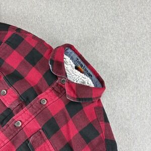 Tailor Vintage Flannel Jacket Mens M Red Black Buffalo Plaid‎ Sherpa Lined Shirt